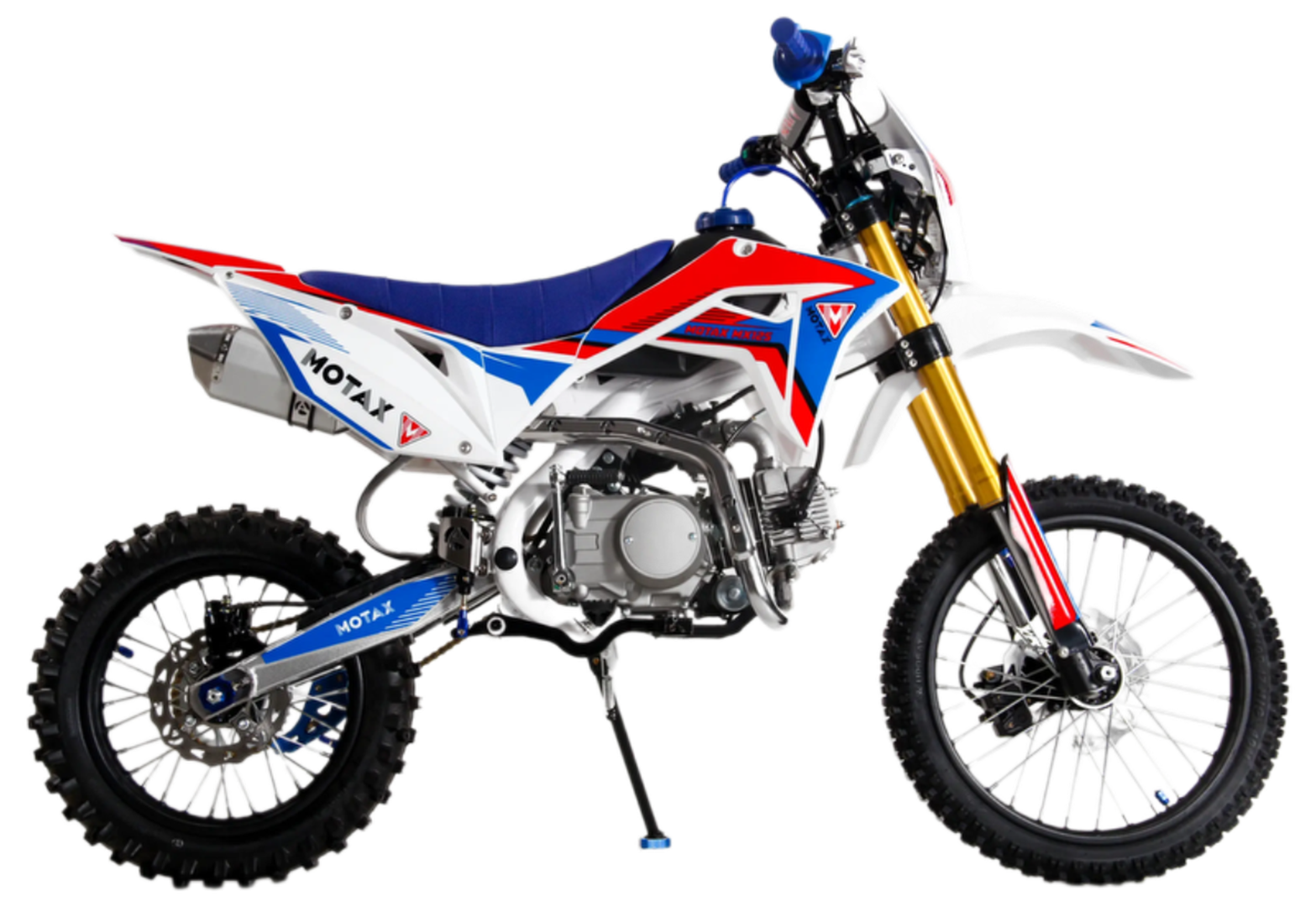 Питбайк MOTAX MX 125 (17/14) черный-белый-синий (фара, электростартер) pitbikemarket.ru