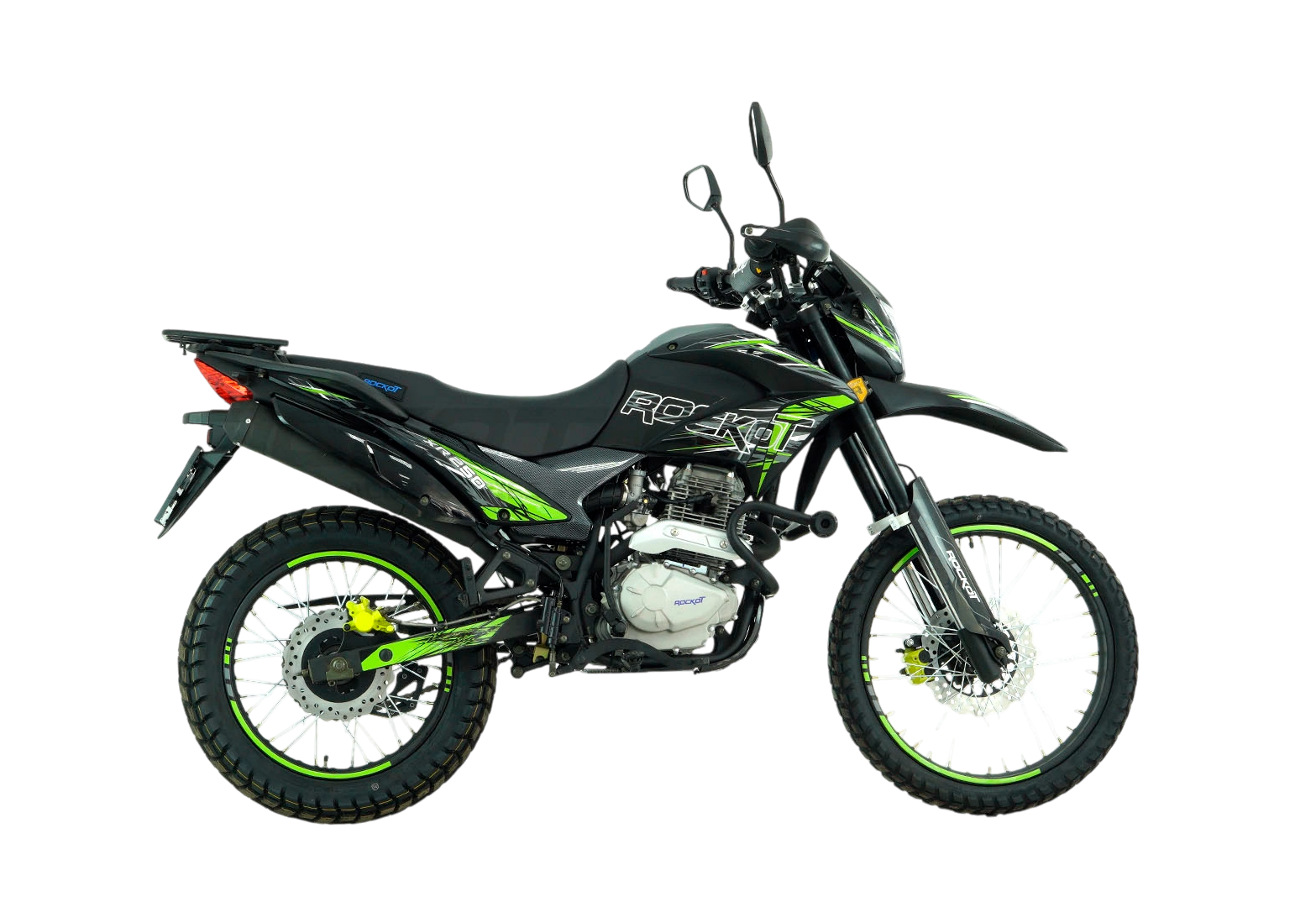 Мотоцикл эндуро ROCKOT XR250 (черный/зеленый, 21/18, ЭПТС) pitbikemarket.ru