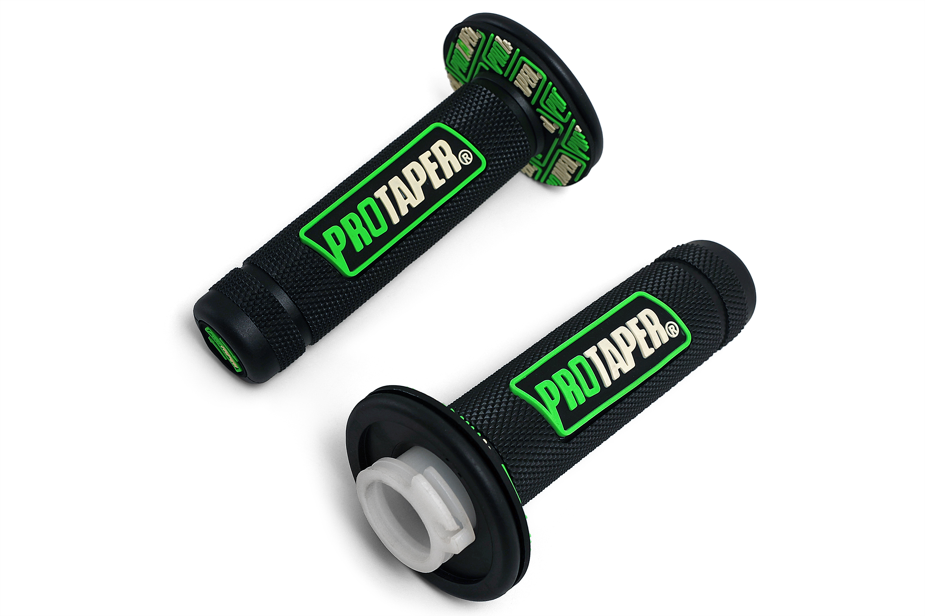 Ручки руля резиновые питбайк (пара) Pro-Taper черные/зеленые с пластиковой ручкой газа pitbikemarket.ru
