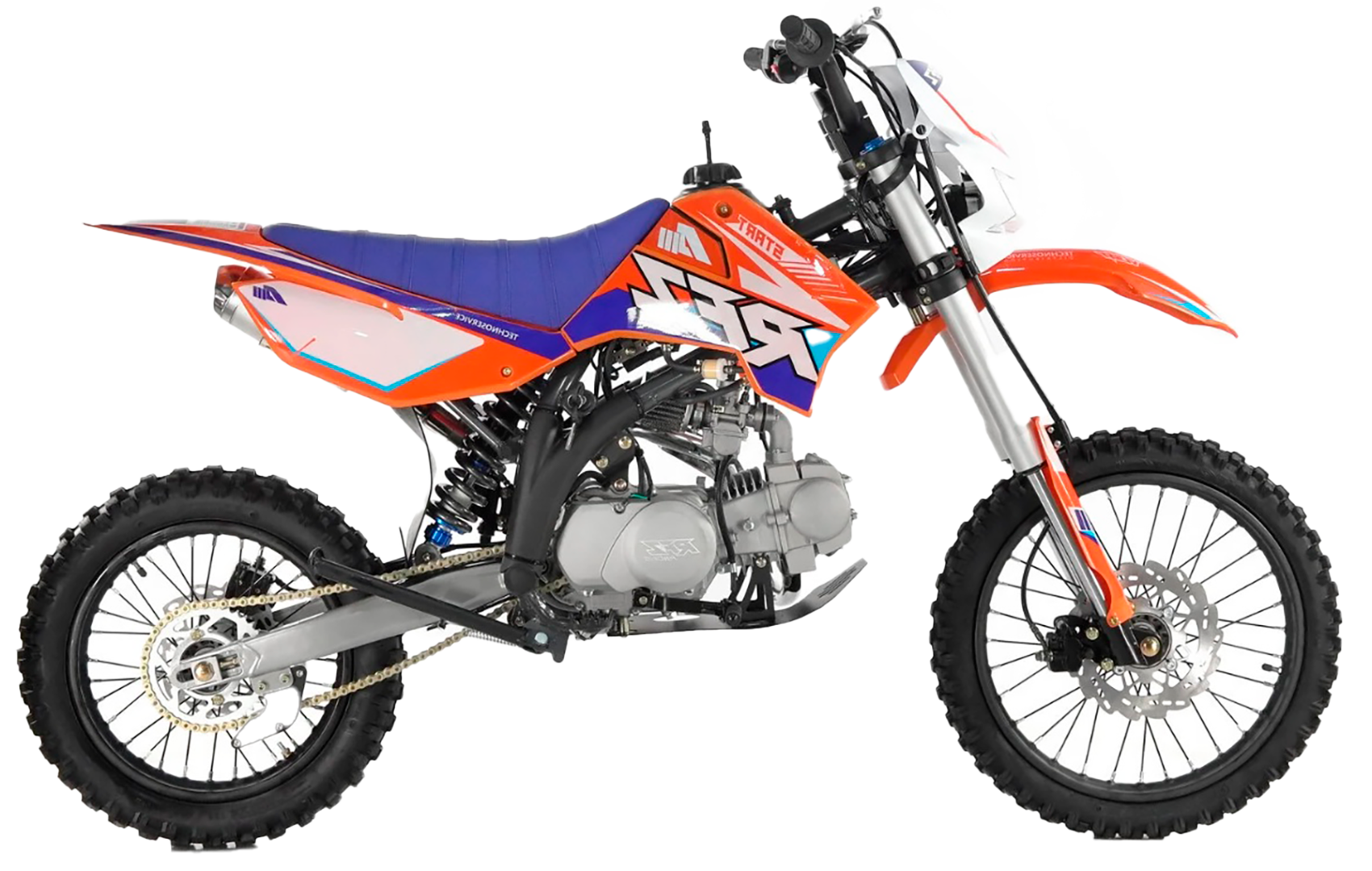 Питбайк Apollo RFZ START 125LE 17х14 Оранжевый (фара, электростартер) pitbikemarket.ru