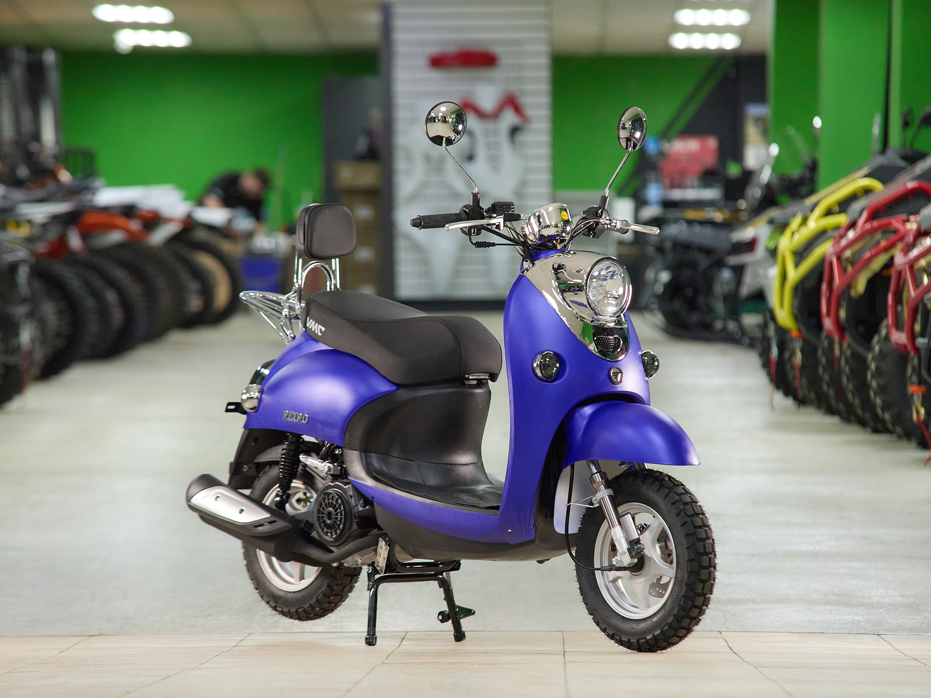 Скутер VENTO RETRO 49cc (150) сигнализация (99кг/100кг) (Синий Матовый) pitbikemarket.ru