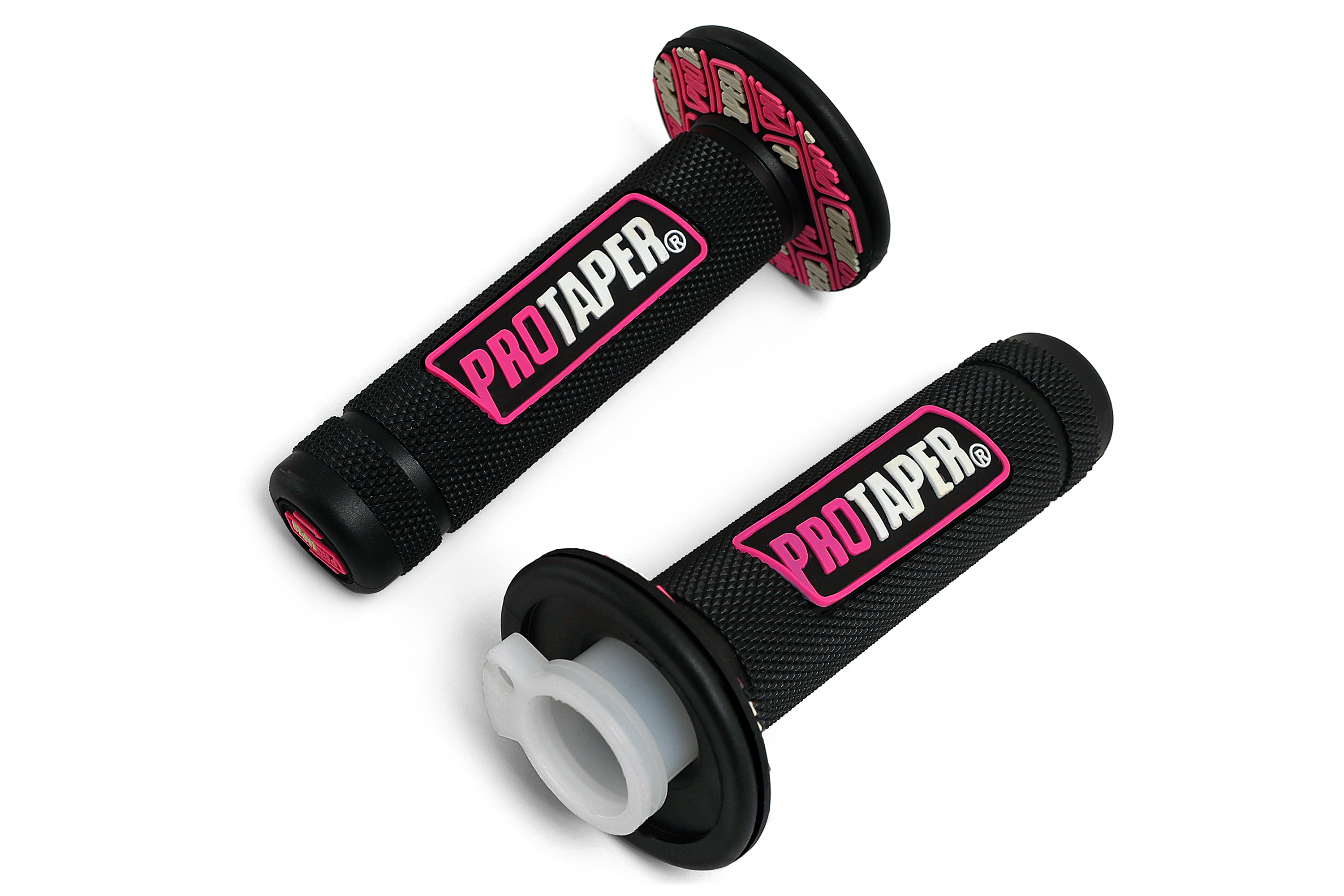 Ручки руля резиновые питбайк (пара) Pro-Taper черные/розовые с пластиковой ручкой газа pitbikemarket.ru