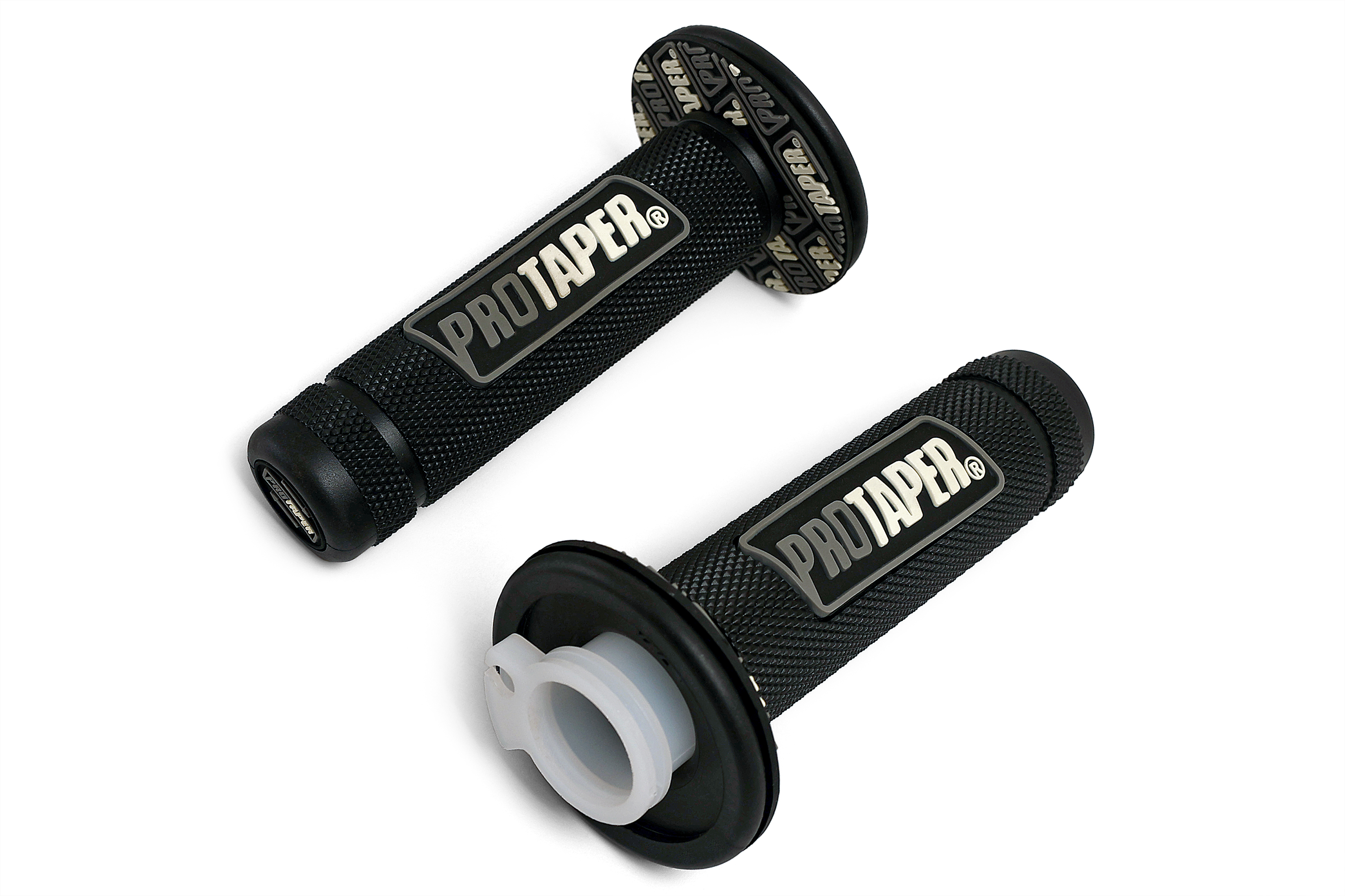 Ручки руля резиновые питбайк (пара) Pro-Taper черные/серые с пластиковой ручкой газа pitbikemarket.ru