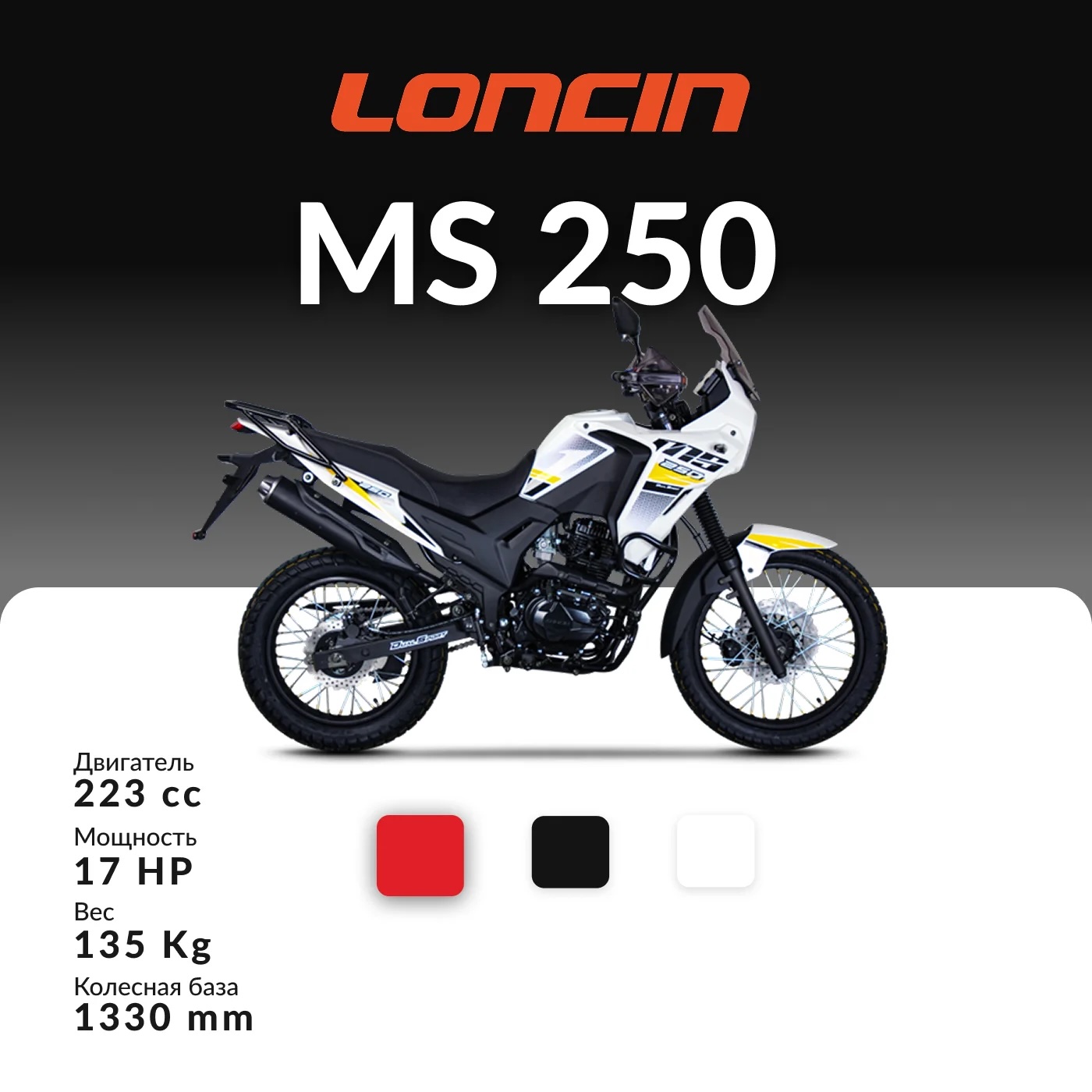 Мотоцикл LONCIN MS250 (черный) pitbikemarket.ru