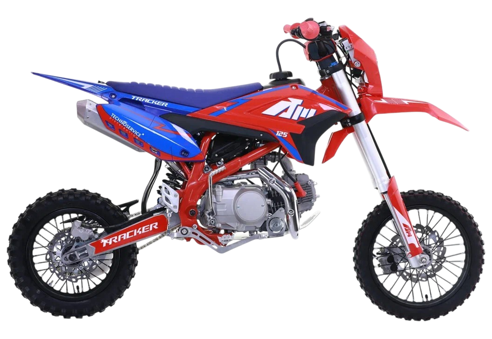 Питбайк Apollo TRACKER 125LE 14/12 Красно-голубой (фара, электростартер) pitbikemarket.ru