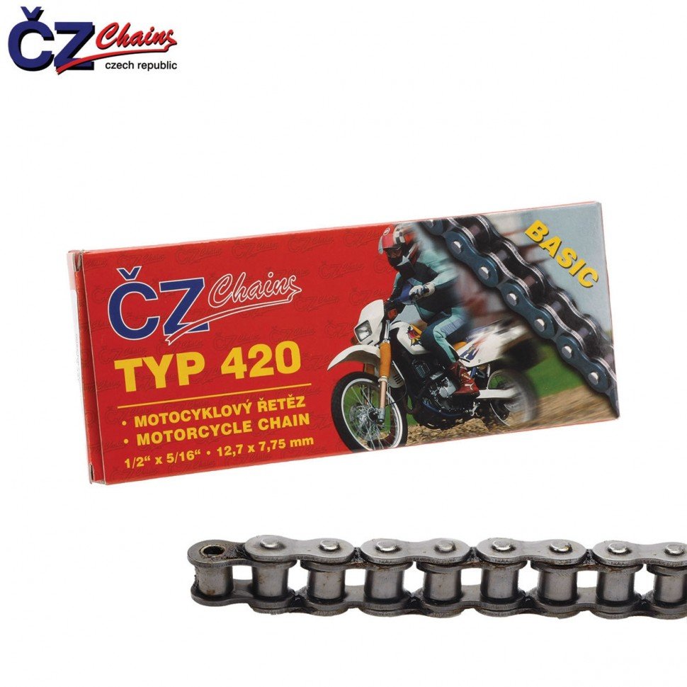 Цепь для мотоцикла, питбайка, мопеда CZ Chains 420 Basic - 130зв pitbikemarket.ru
