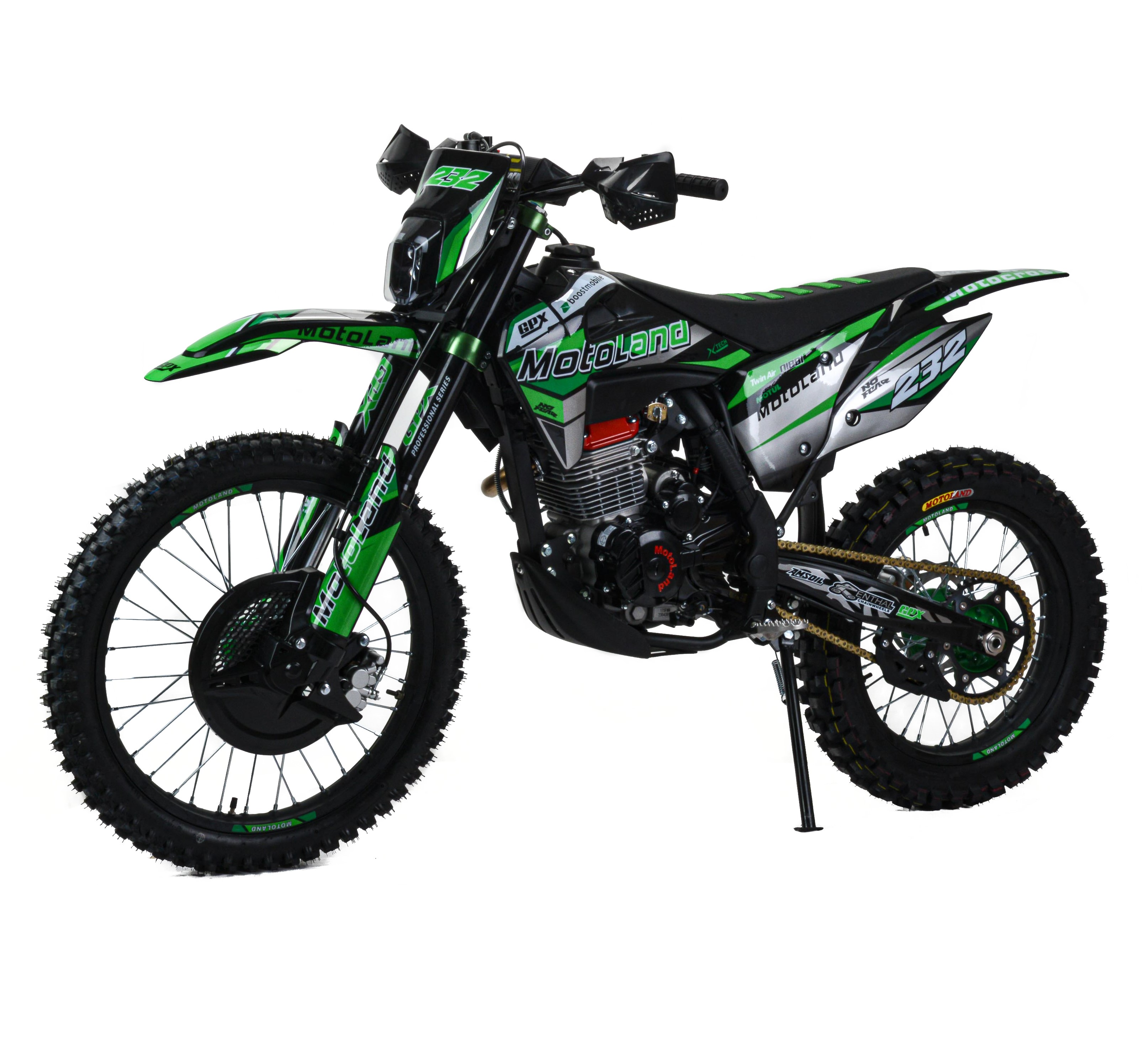 Мотоцикл Кросс Motoland XT300 HS (175FMM 4V) зеленый pitbikemarket.ru