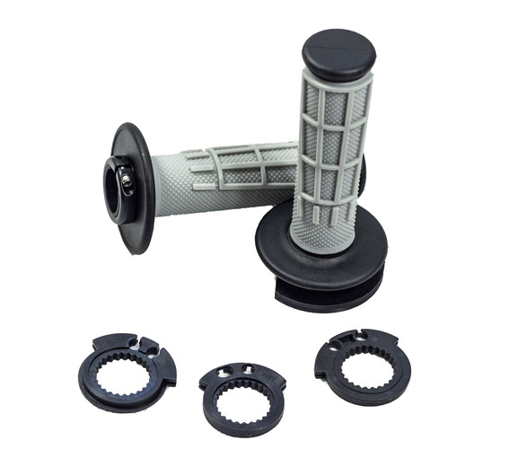 Грипсы lock-on + ручка газа SM-PARTS KTM/Husqvarna/Kawasaki/Yamaha серые/черные pitbikemarket.ru