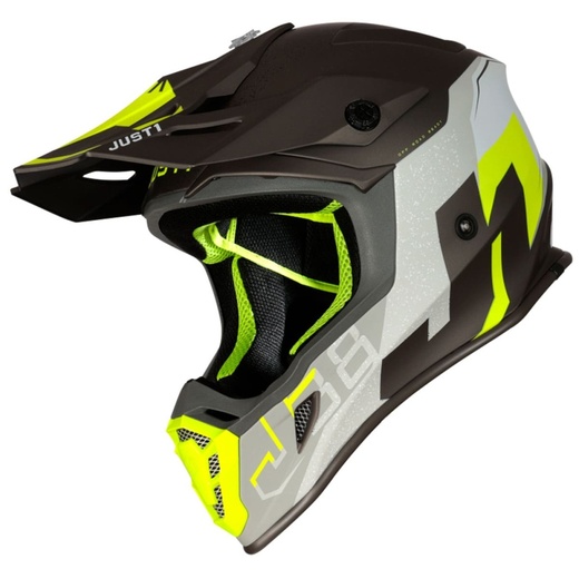 Шлем кроссовый JUST1 J38 Korner HI-vis желтый/титановый матовый, M pitbikemarket.ru