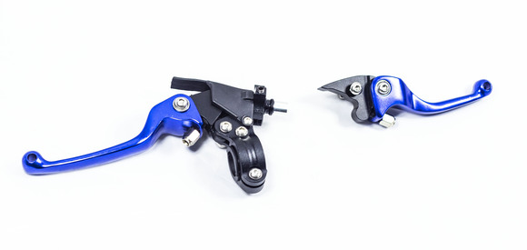 Рычаг сцепления+тормоза с кронштейном #1 CNC синий pitbikemarket.ru