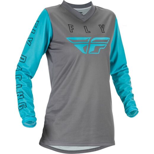 Джерси женская FLY RACING WOMEN'S F-16 серая/голубая 2021 L pitbikemarket.ru