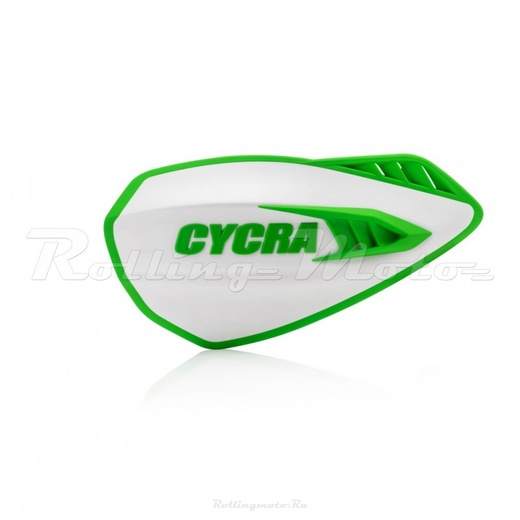 Защита рук мотокросс + крепеж на руль CYCRA CYCLONE белая/зеленая pitbikemarket.ru