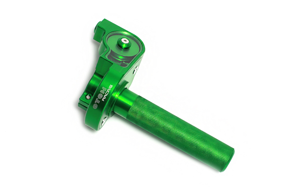 Ручка газа в сборе алюминиевая короткоходная CNC зеленая OTOM pitbikemarket.ru