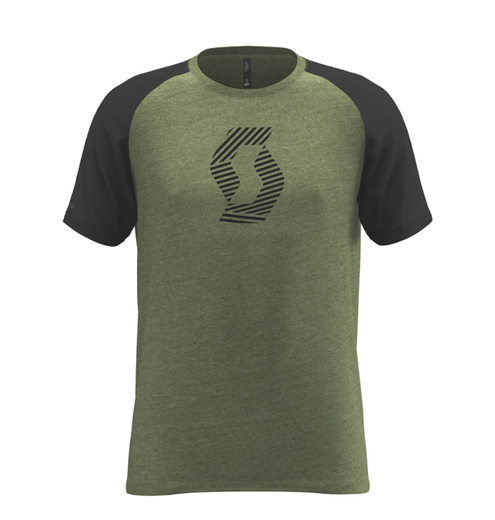 Футболка 10 Icon Raglan мохово-зелёная меланжевая/чёрная L pitbikemarket.ru