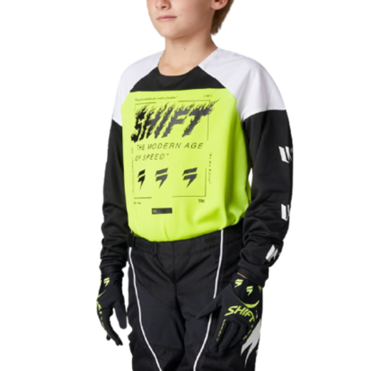 Мотоджерси подростковая Shift White Label Flame Youth Jersey Flow Yellow, YL, 2021 (26381-130-YL) pitbikemarket.ru