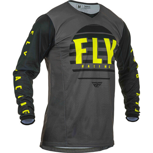 Футболка для мотокросса FLY RACING KINETIC K220 чёрная/серая/Hi-Vis жёлтая (2020)    S pitbikemarket.ru