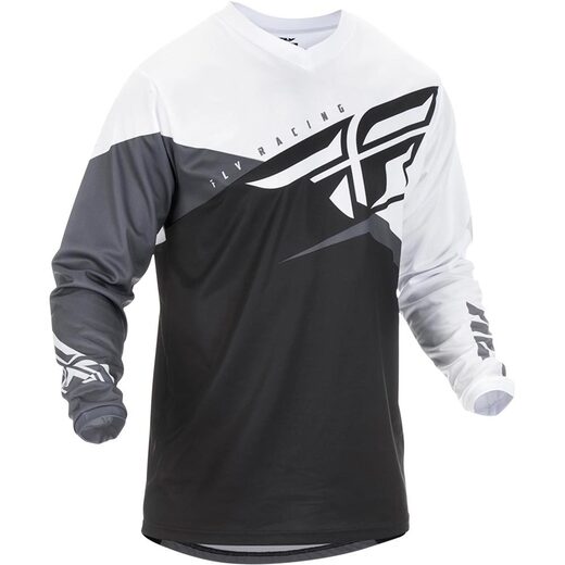 Футболка для мотокросса FLY RACING F-16 черная/белая/серая  (2019)    S pitbikemarket.ru