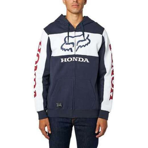Толстовка Fox Honda Zip Fleece Navy/White, XL, 2021 (25955-045-XL) pitbikemarket.ru