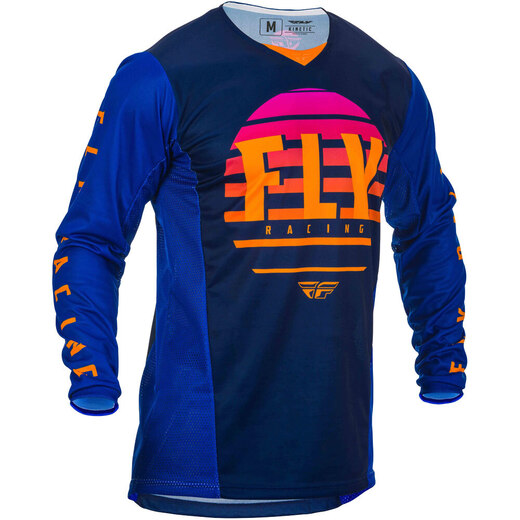 Футболка для мотокросса FLY RACING KINETIC K220 синяя/сиреневая/оранжевая (2020)   M pitbikemarket.ru