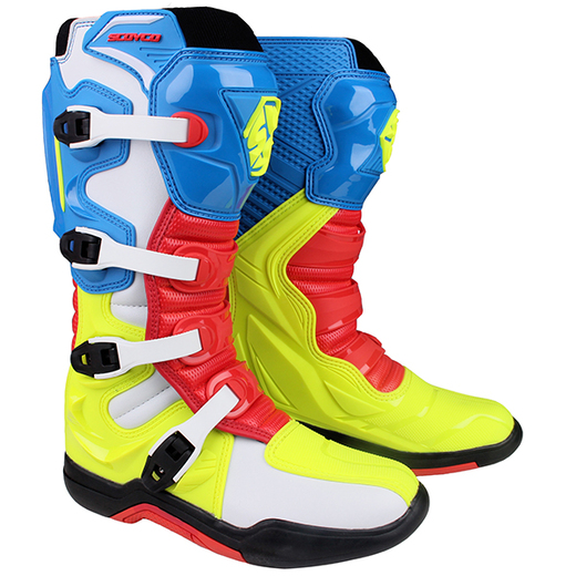 Мотоботы Scoyco MBM003 высокие синий/красный/желтый 44 pitbikemarket.ru