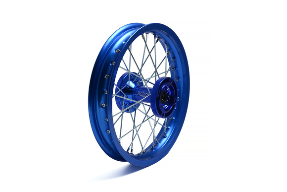 Обод задний 14" (1,85-R14 d=15mm) CNC ступица, алюминий/синий X-TECH pitbikemarket.ru