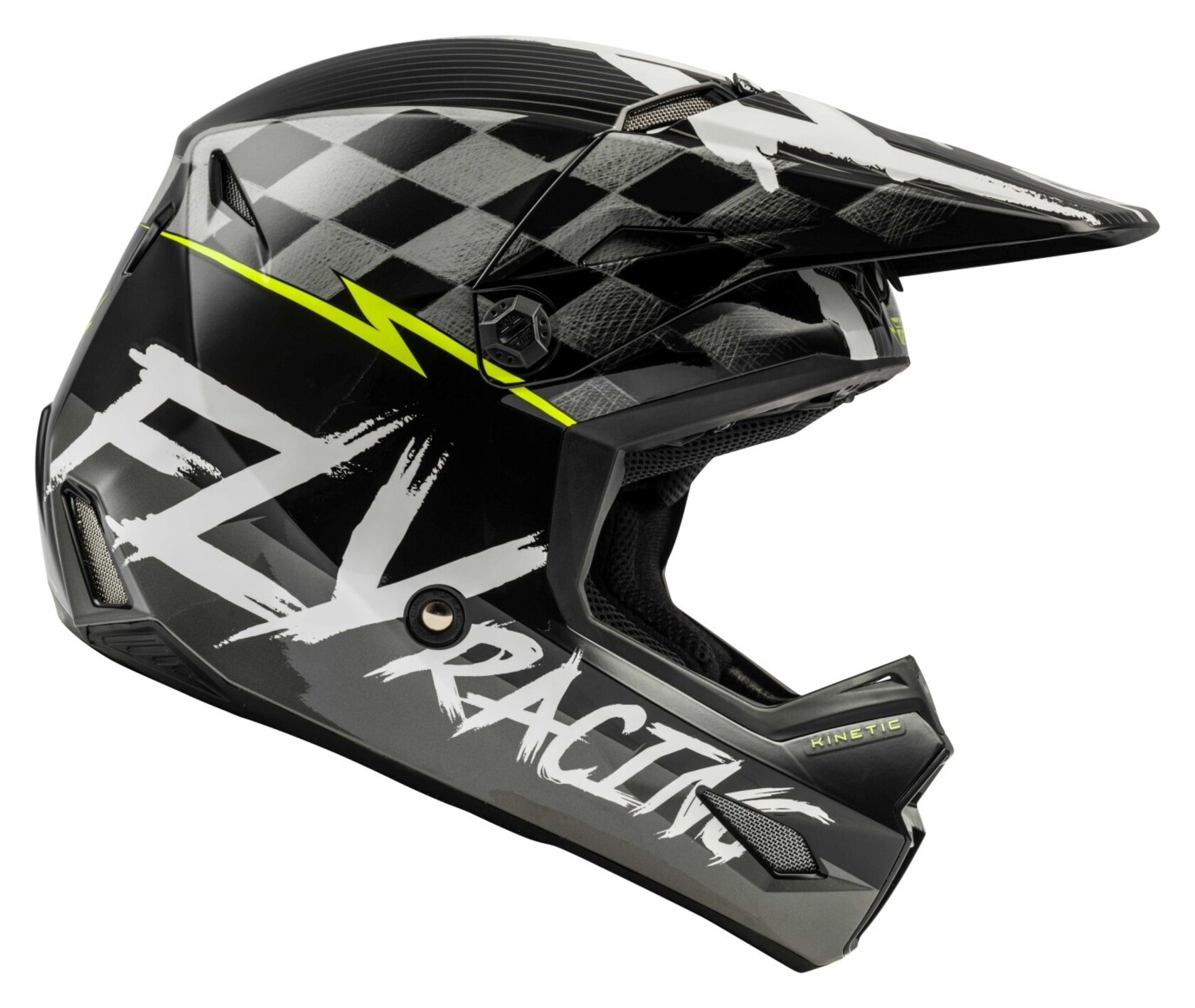 Шлем детский (кроссовый) FLY RACING KINETIC SKETCH ECE черный/белый/Hi-Vis желтый матовый    YM-1